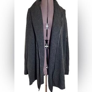 VINCE Leather Trim Cardigan Cashmere Wool Silk